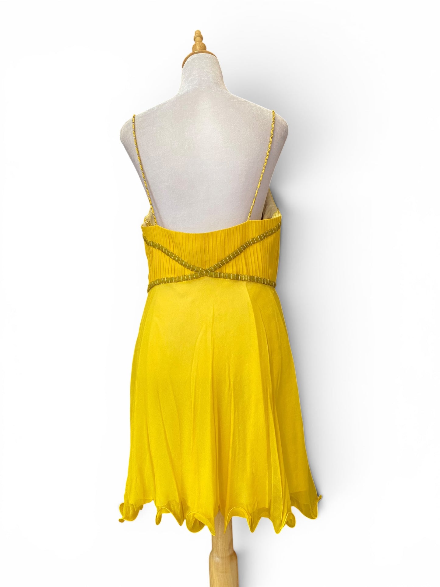 100% silk mini yellow dress