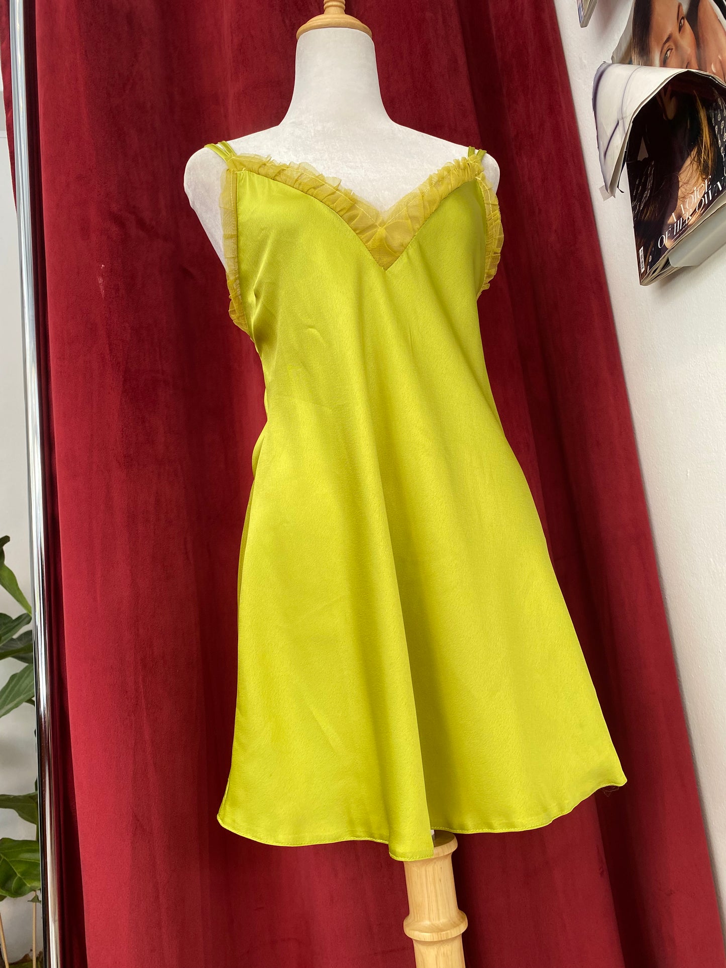 Satin green top/ short dress