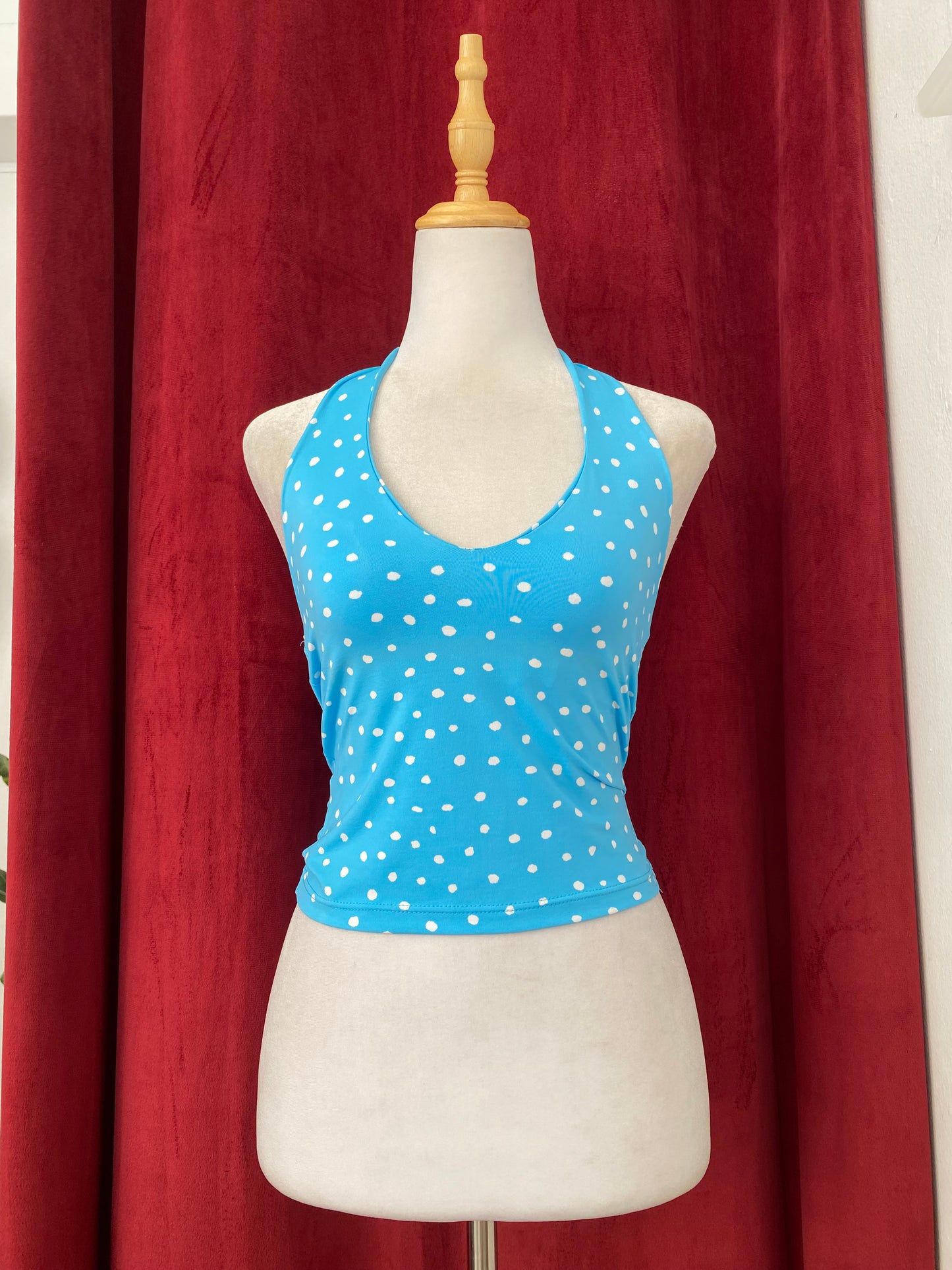 Light blue polka dot top