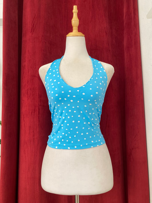 Light blue polka dot top