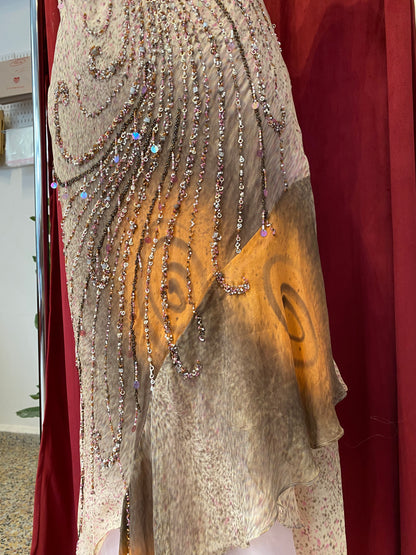 100% silk brand new all over handbeaded gown