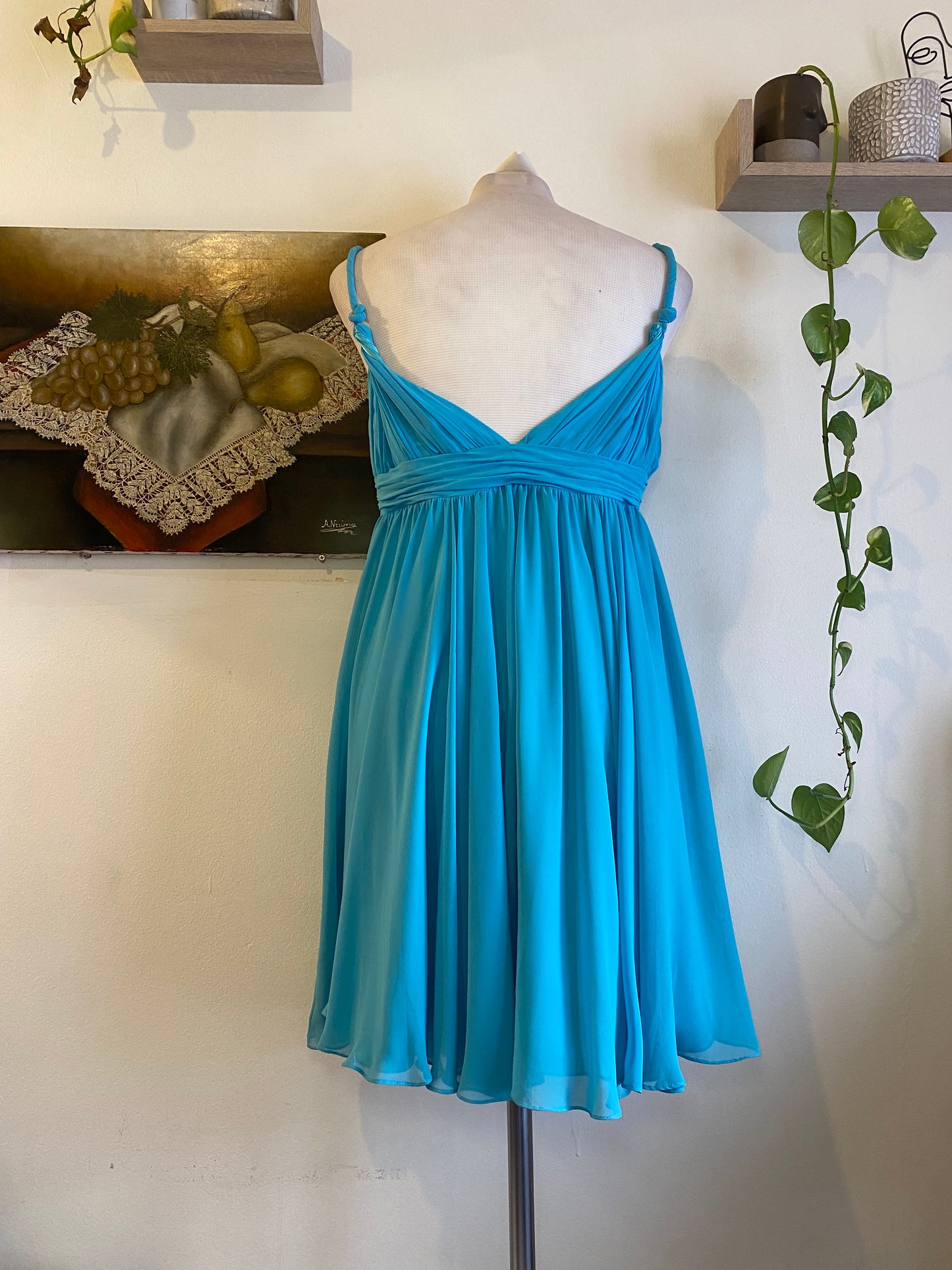 100% silk brand new blue mini dress