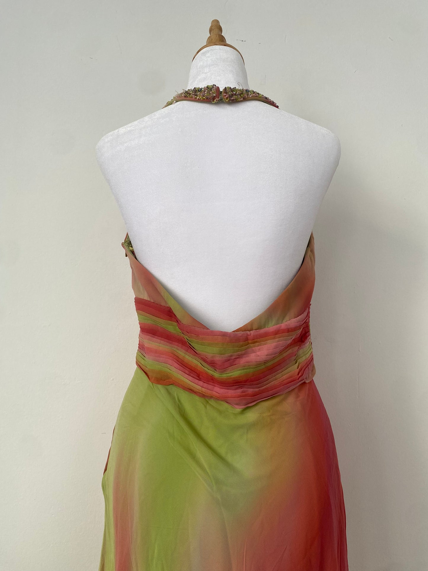 100% silk brand new fairy one of a kind gown with handbeaded details
