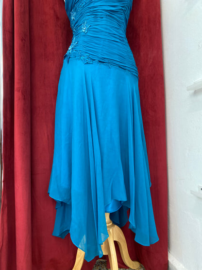 Azure blue chiffon gown