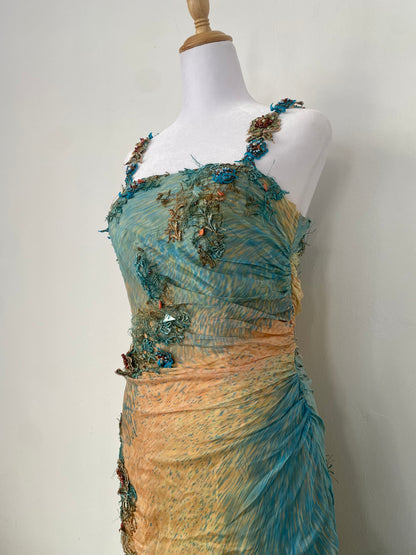 100% silk brand new fairy gown with all over handbeaded details