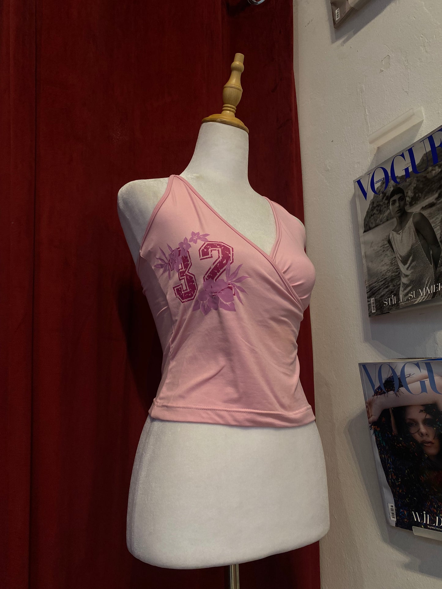 Pink graphic halter top 🌸