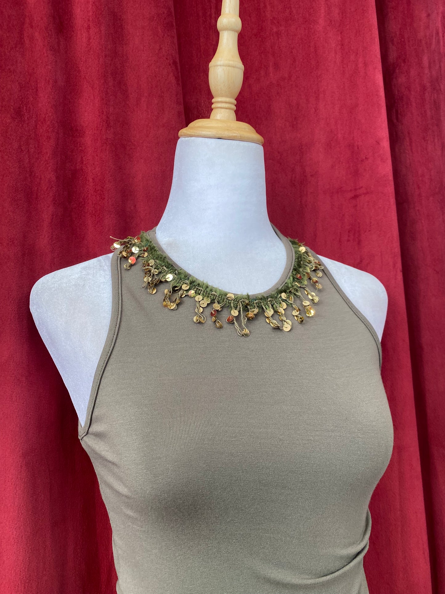 Khaki sequin crop top ✨