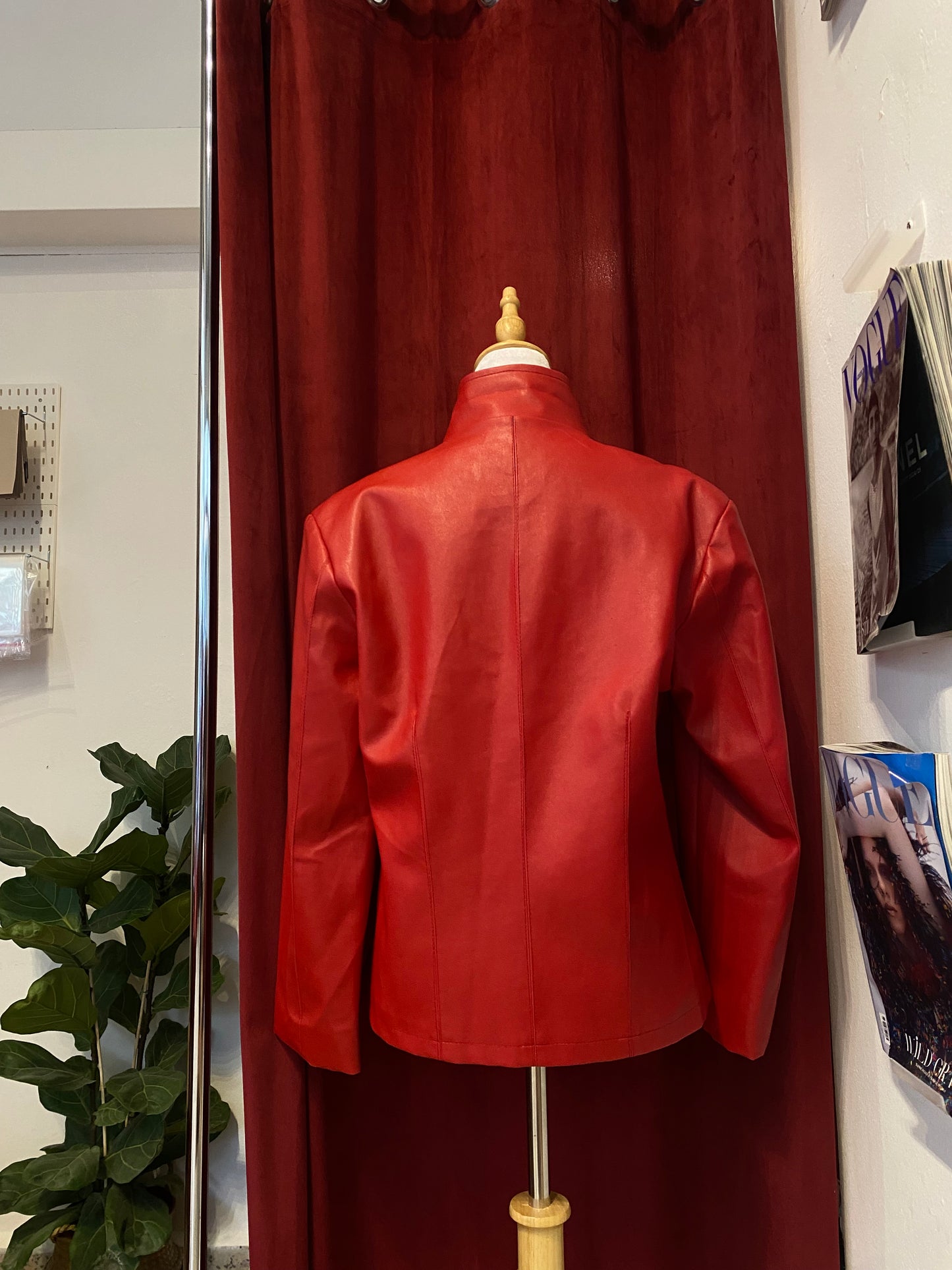 Vegan leather red biker jacket 💋