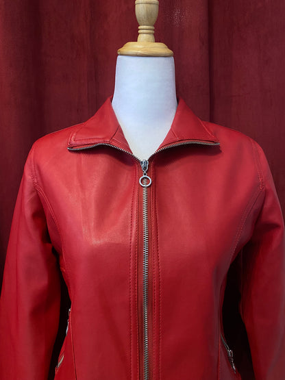Vegan leather rich red biker jacket 🔥