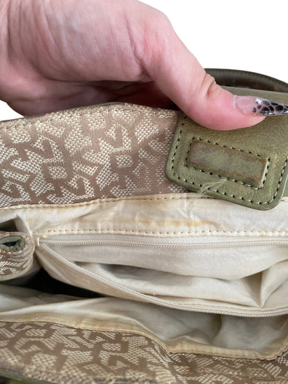 DNKY Green leather canvas bag