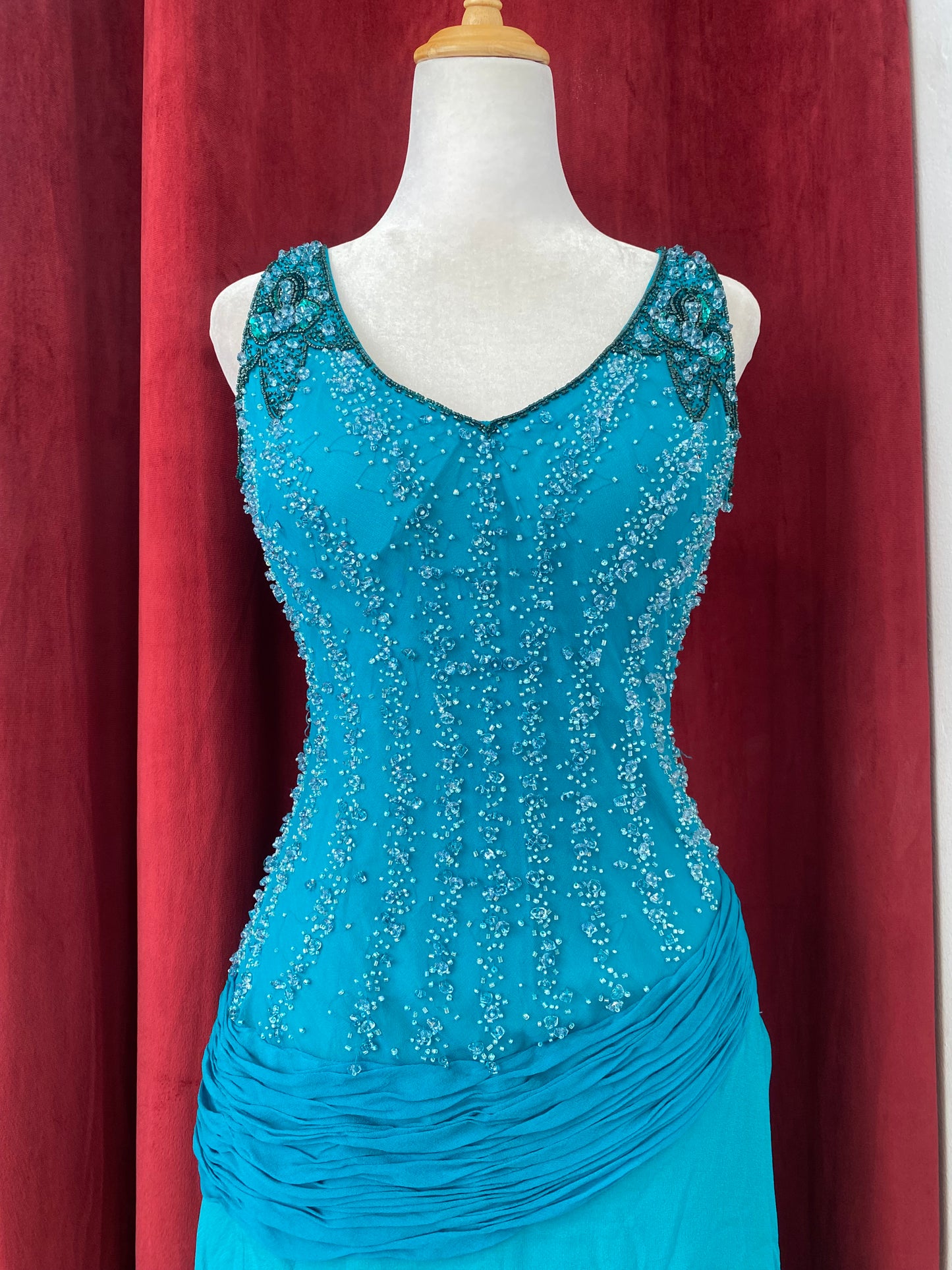 100% silk mermaid handbeaded gown