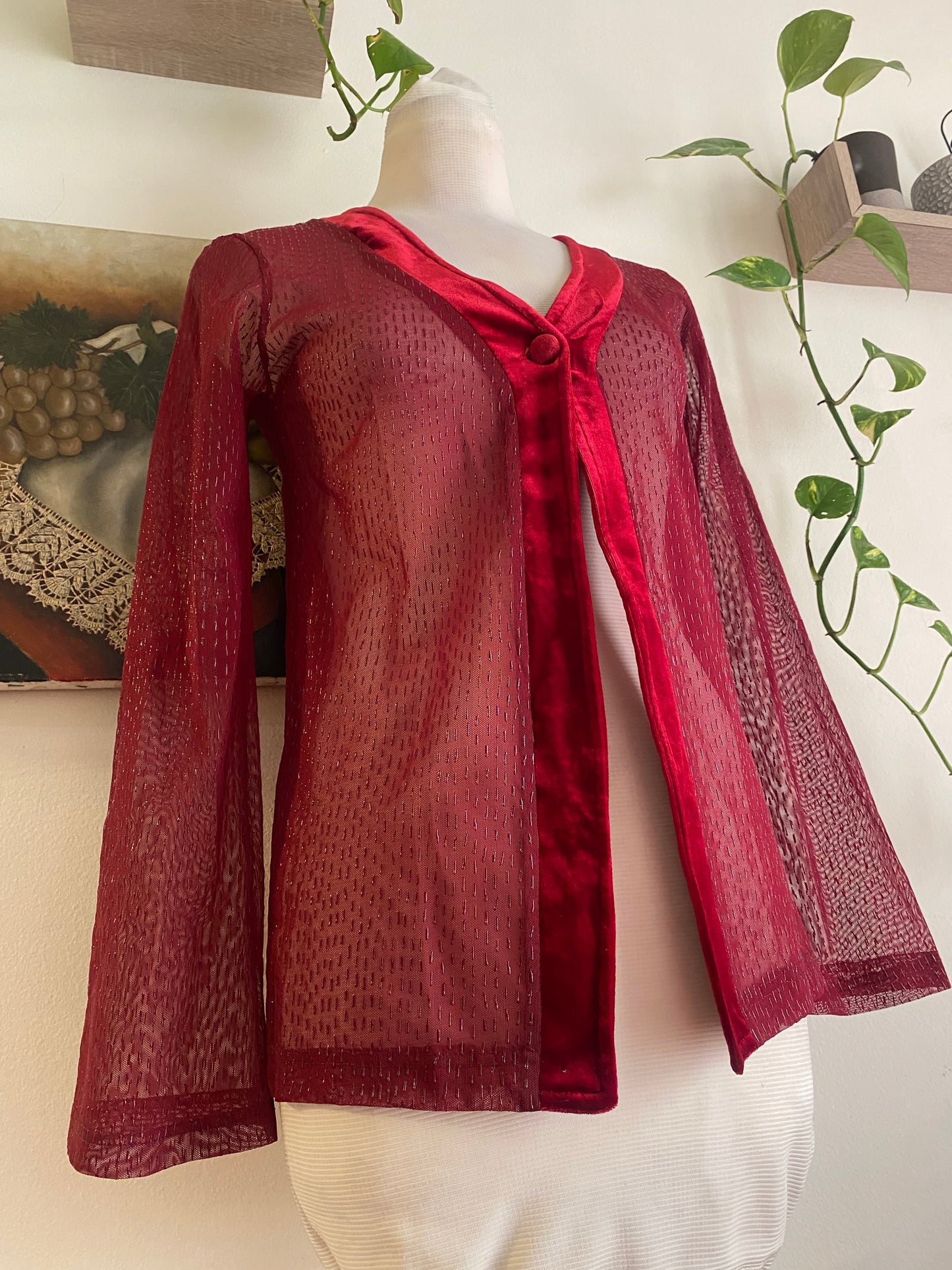 Brand new wine red blouse with velvet details 🍷