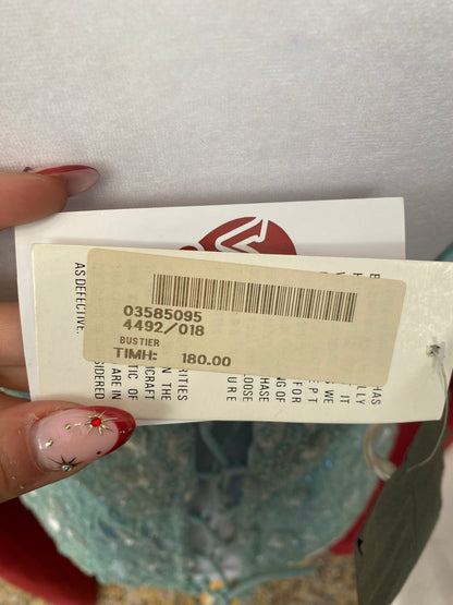 100% silk baby blue handbeaded corset 🩵