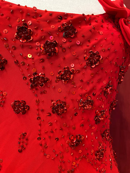 Brand new maxi dress with sequin and flower details