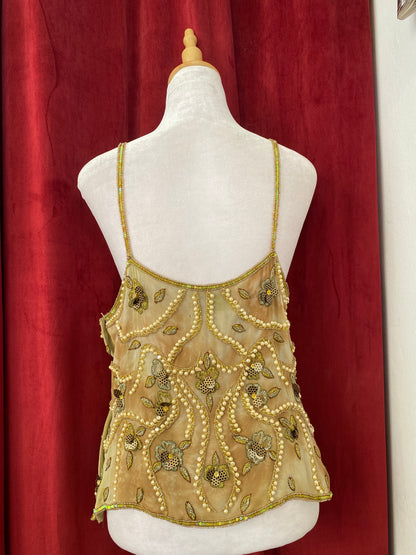 100% silk Deadstock handbeaded luxury top