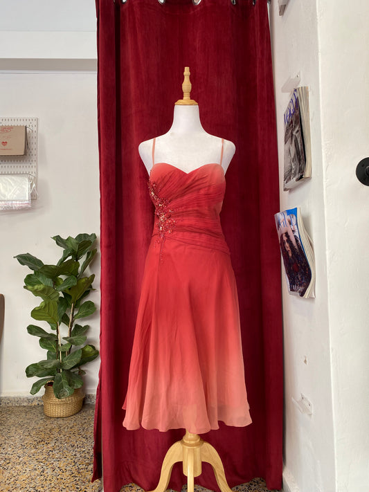 100% silk rose petal sequin dress