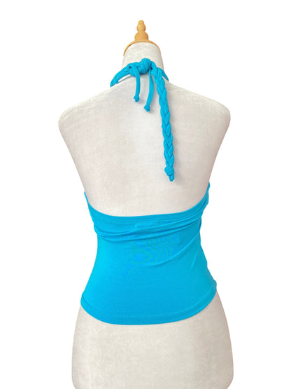 Y2K baby blue halter top 🩵
