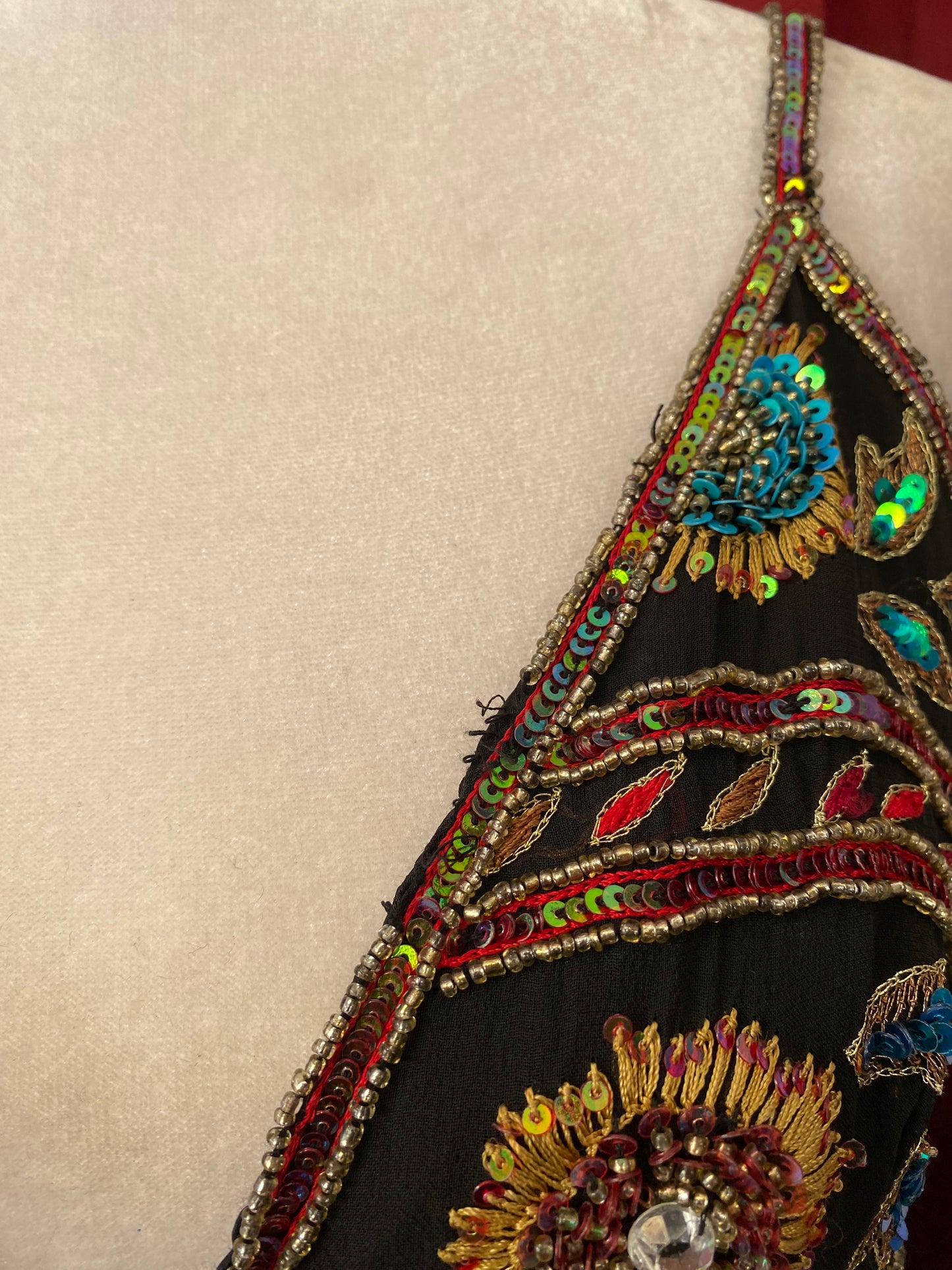 100% silk brand new handcrafted black gown with colourful embellishments 💐