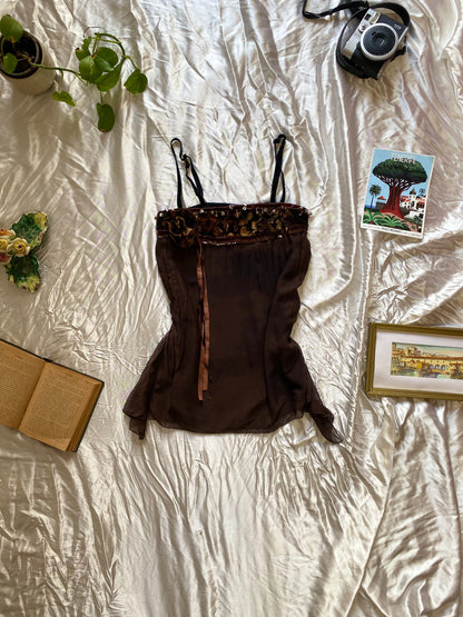 Brown brand new velvet top