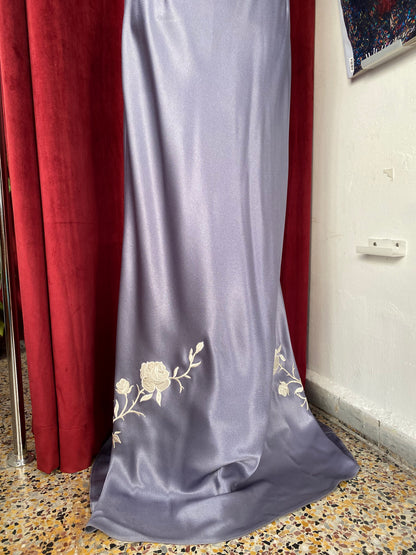 Satin light purple embroidered gown 🧚