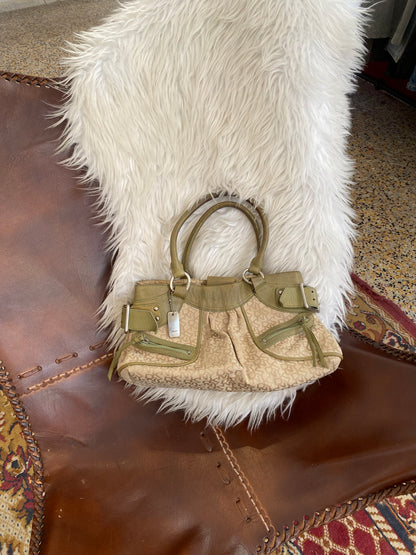 DNKY Green leather canvas bag