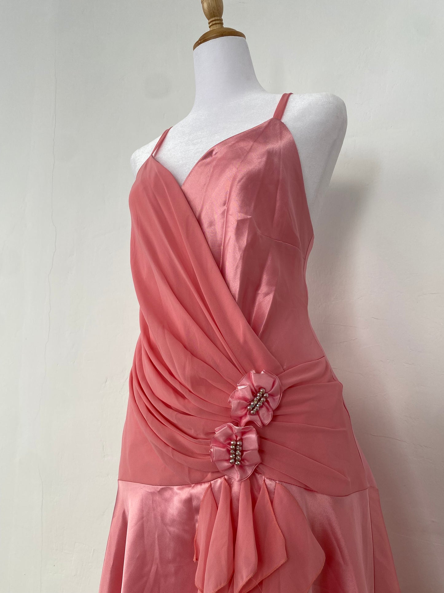 Brand new baby pink satin ruffled dress
