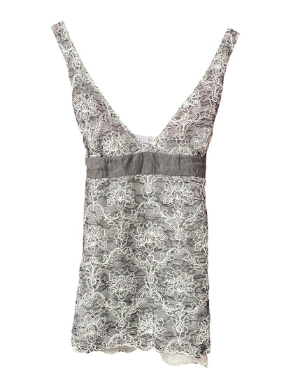 Grey embroidered summer top