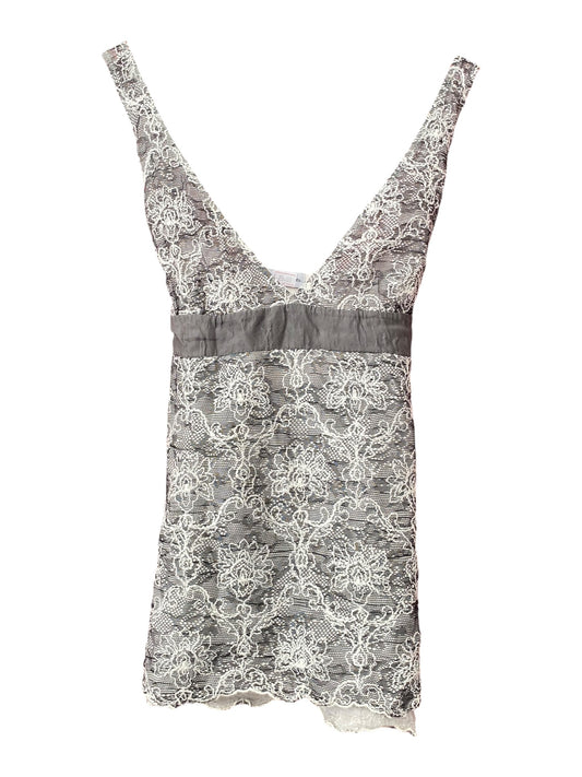Grey embroidered summer top