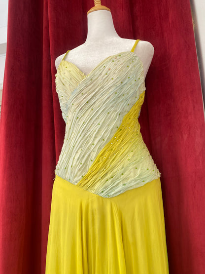 100% silk hand painted floor length gown