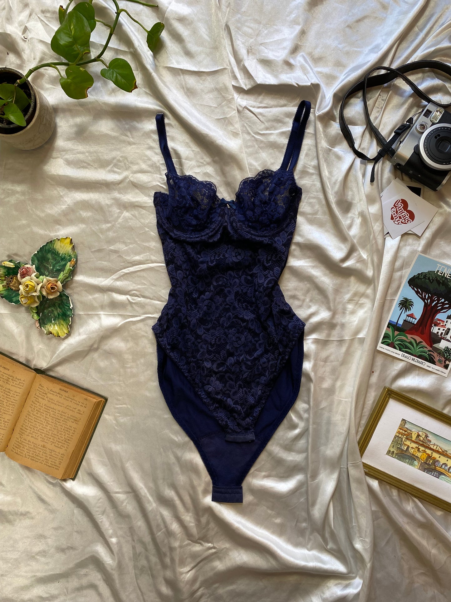 Brand new dark blue lace bodysuit 70B