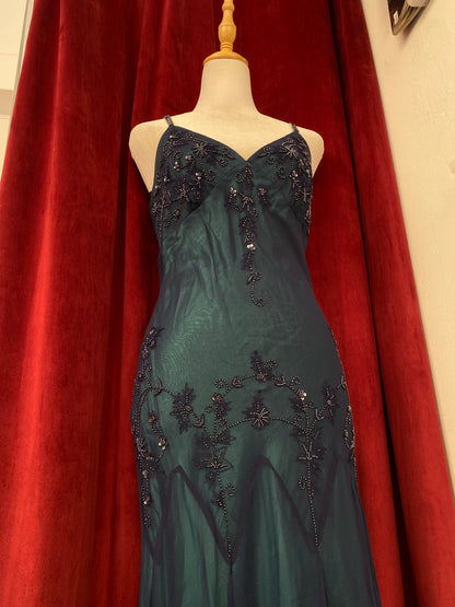 Midnight Riviera Beaded silk gown