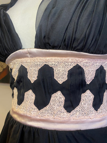 Silk brand new haute couture black mini dress