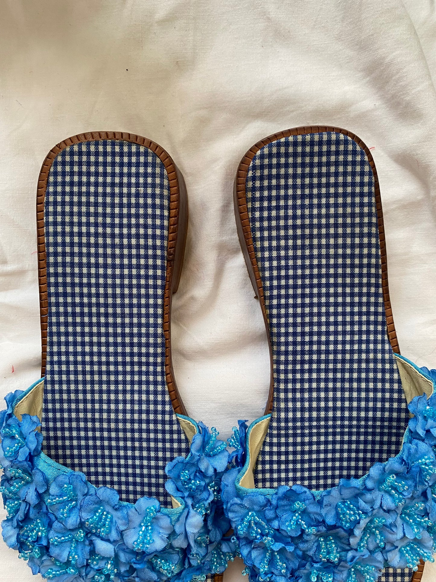 Brand new vintage blue flower sandals