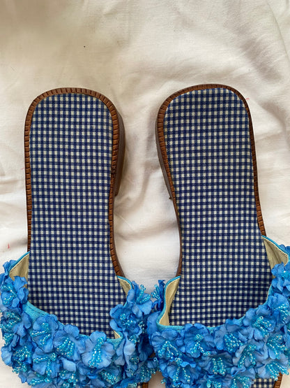 Brand new vintage blue flower sandals