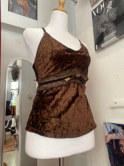 Brand new brown velvet top with bow