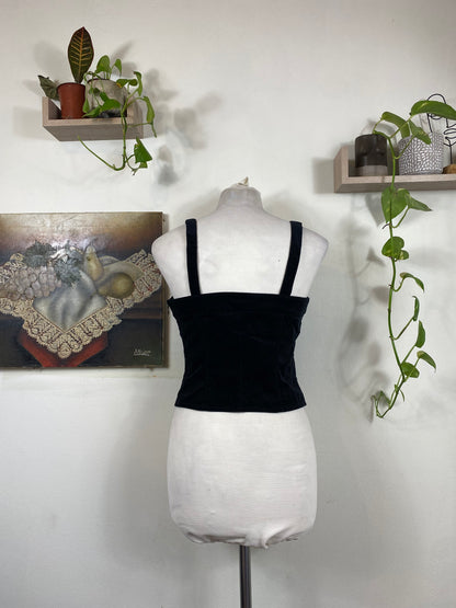 Velvet corset top with buckle details