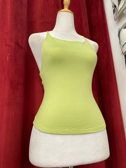 Open back light green top