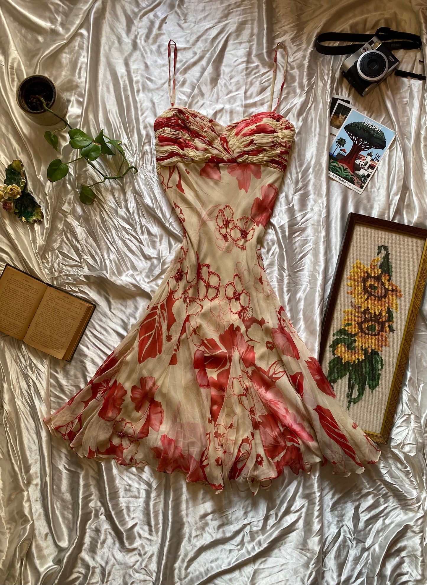 100% silk brand new handbeaded mini dress