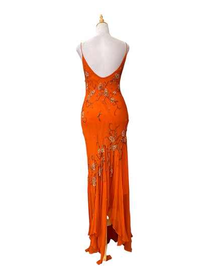 100% silk sunset handbeaded gown 🏵️