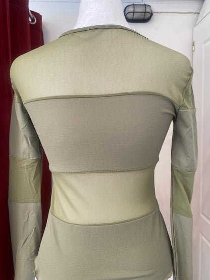 Brand new sheer top with sequin”sex” logo