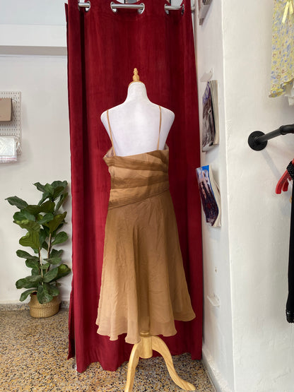 100% silk forest brown sequindress gown