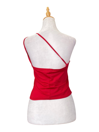 Hot red one shoulder crop top