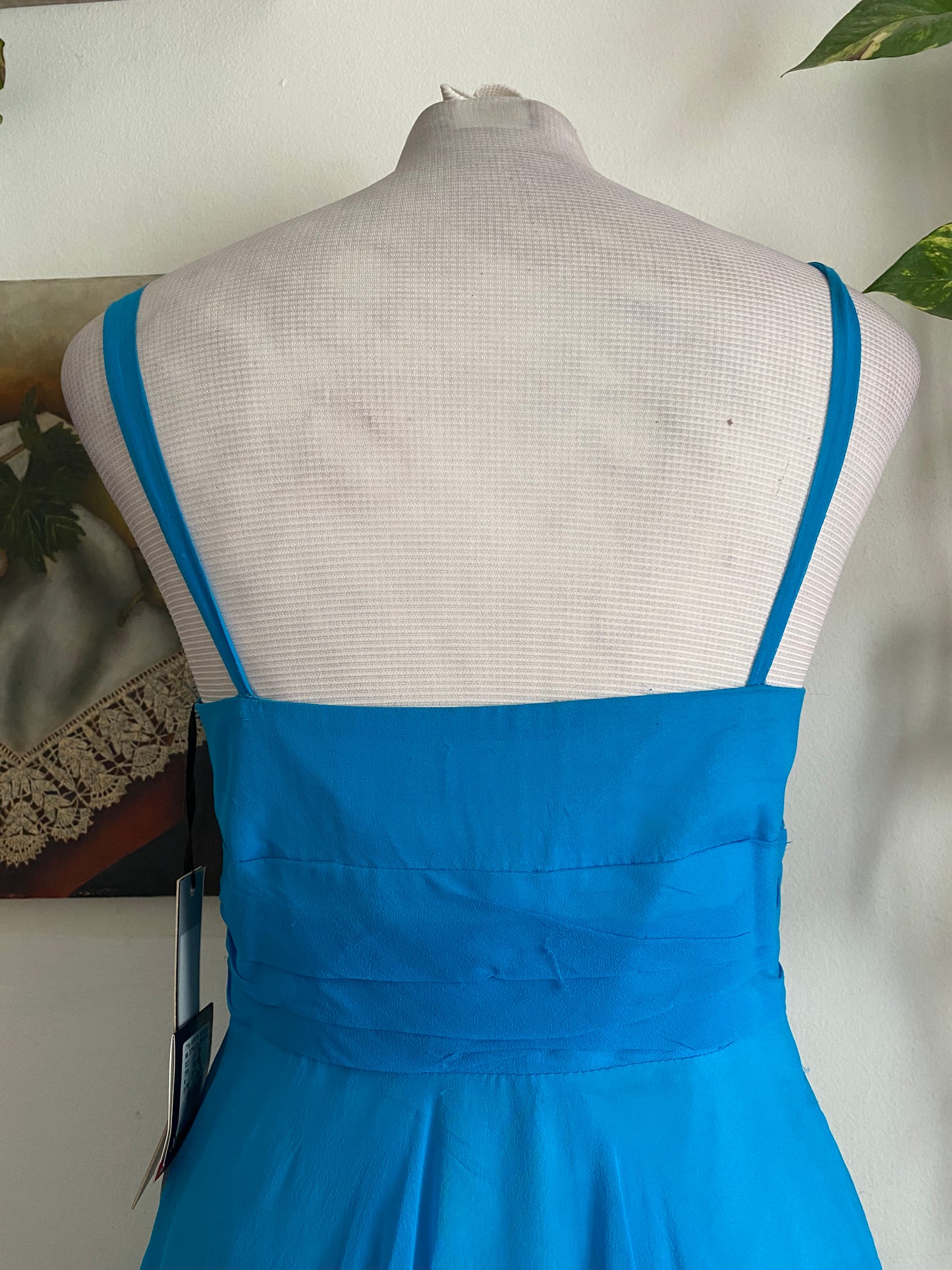 100% silk brand new mini blue dress