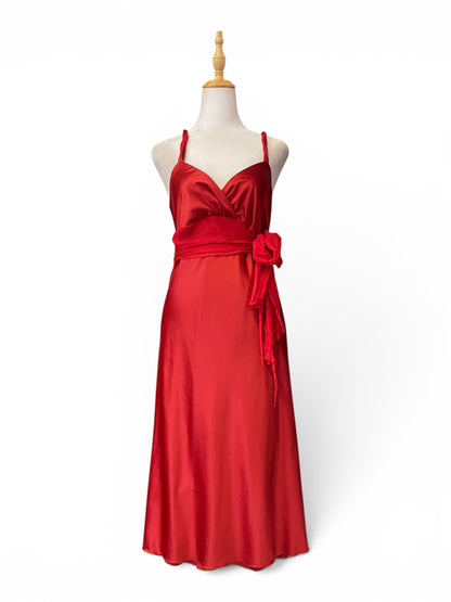 Red wine satin dress