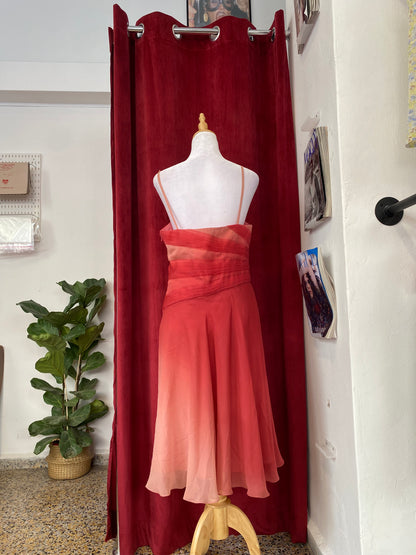 100% silk rose petal sequin dress