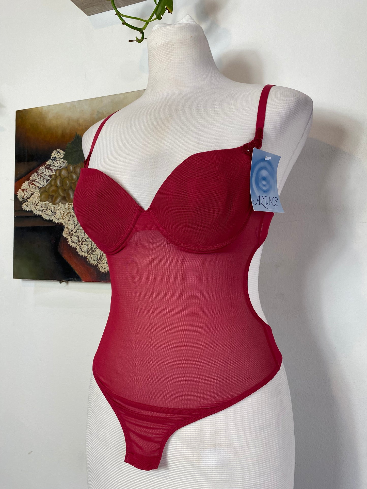 Brand new red 80B bodysuit with open back