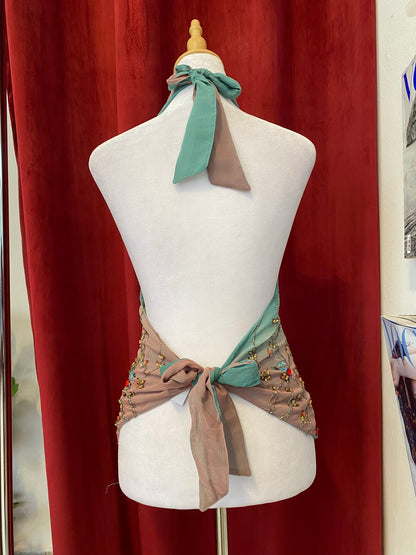 100% silk brand new multicoloured open back top 💐