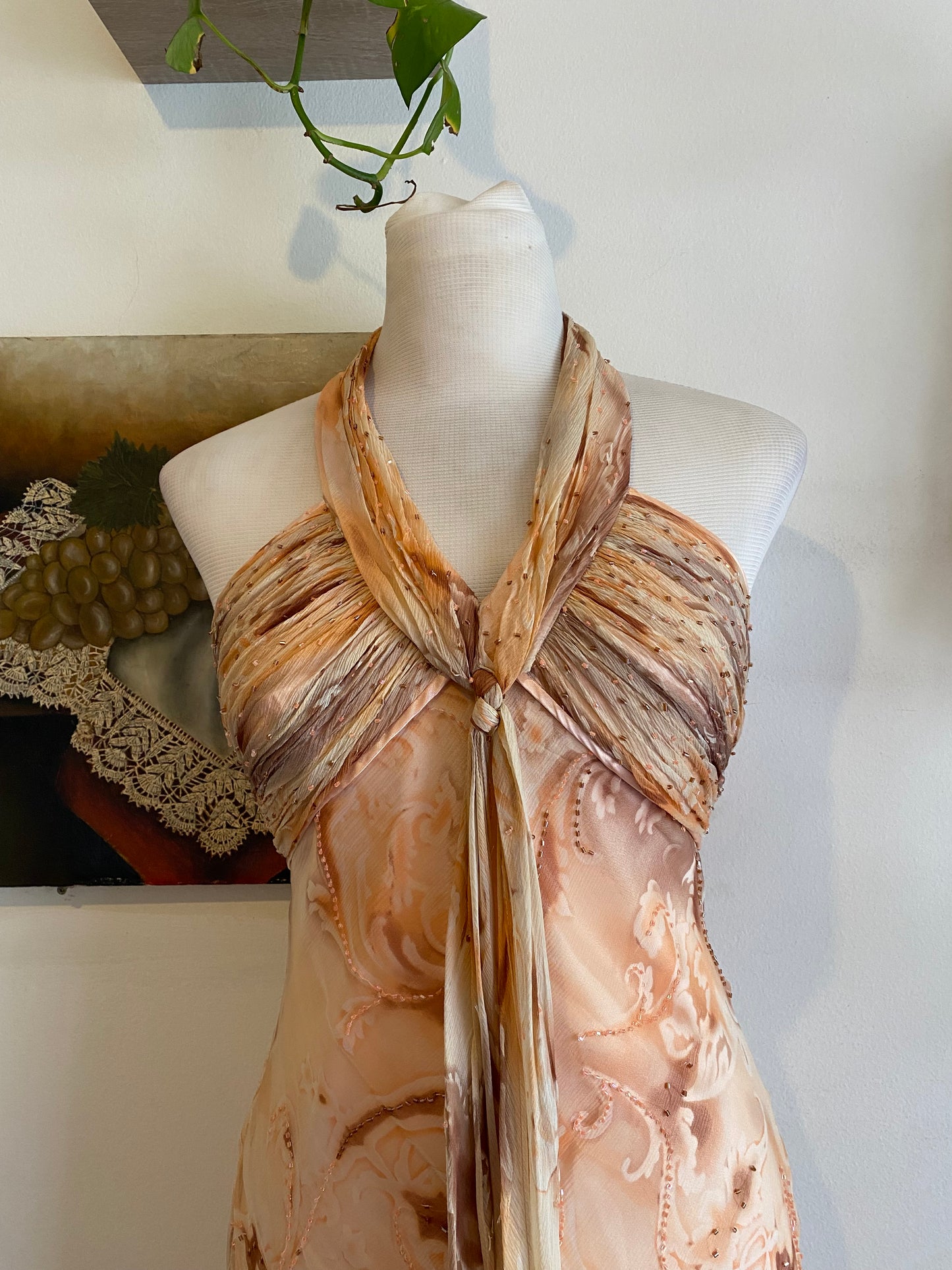 100% silk dress with sequin details