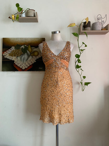 100% silk mini sequin dress