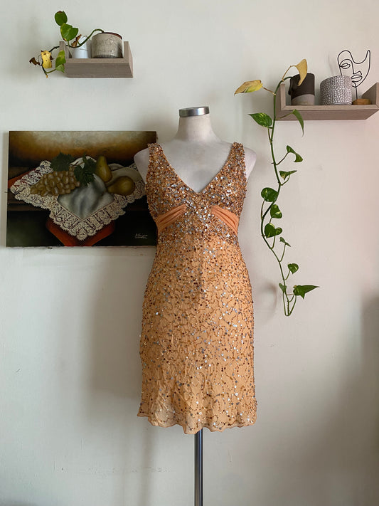 100% silk mini sequin dress
